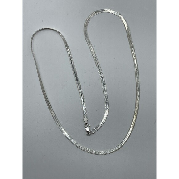 Milor 925 Sterling Silver Made In Italy 3MM-23” Etched Edge Herringbone Chain - Picture 1 of 7